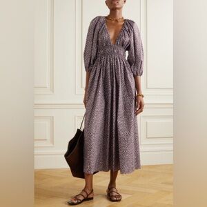 Matteau Shirred Plunge floral-print dress. Size 2